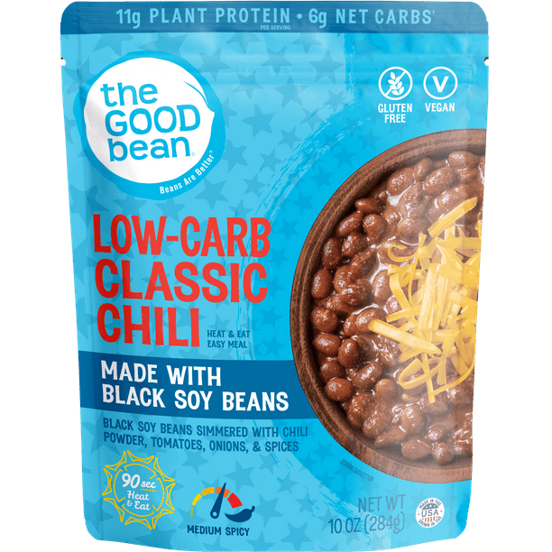 The Good Bean Heat and Eat Pouch, LowCarb Classic Chili Black Soybeans