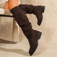 thumbnail image 5 of Lovzfmll Women's Knee High Boots, Lace Up Slouch Long Boots, Round Toe Chunky Heel Knight Boots, Casual Fall Winter Shoes, 6, Coffee, 5 of 8