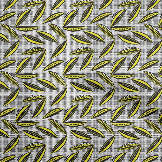 oneOone Cotton Cambric Yellow Fabric Abstract Leaf With Dot Sewing Craft Projects Fabric Prints By Yard 42 Inch Wide