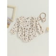 thumbnail image 5 of Infant Baby Girl Fall Clothes 3M 6M 9M 12M Long Sleeve Floral Print Ruffle Romper Onesie with Headband Newborn Winter Outfits, 5 of 10