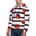 thumbnail image 3 of Balery Ladybugs on Black and White Striped1 Pattern Mens Hoodie Kangaroo Pocket Hoodie Pullover Hooded Sweatshirt Ideal for Daily Wear Travel and Home-3X-Large, 3 of 7