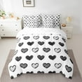 thumbnail image 2 of Erosebridal Cute Love King Comforter Set 7 Piece,Black and White Romantic Bed in a Bag,Kawaii Heart Shaped Sheet Set with Comforter,Graffiti Style Love Heart Bed Sets, 2 of 6