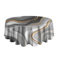 thumbnail image 5 of Gray White Gold Marble Pattern Round Tablecloth 60"x60",Wrinkle Wipeable Table Cloth for Kitchen Dining Room Picnic Patio Party, 5 of 6