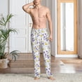 thumbnail image 5 of Uemuo Daisies Flowers Pattern Men's Wide Leg Palazzo Lounge Pants with Pockets Light Weight Loose Comfy Casual Pajama Pants-Small, 5 of 9