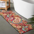 thumbnail image 2 of Red Pioneer Flower and Paisley Pattern Bathroom Rugs Mat,Non Slip Microfiber Bathroom Rug,Rubber Backing,Soft Bathroom Mats for Bathroom Floor,Tub and Shower,47x17in(120x43cm), 2 of 5