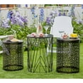 thumbnail image 4 of Y&M Indoor Outdoor Chic Wood Round End Table, Flower Bronze, 4 of 7