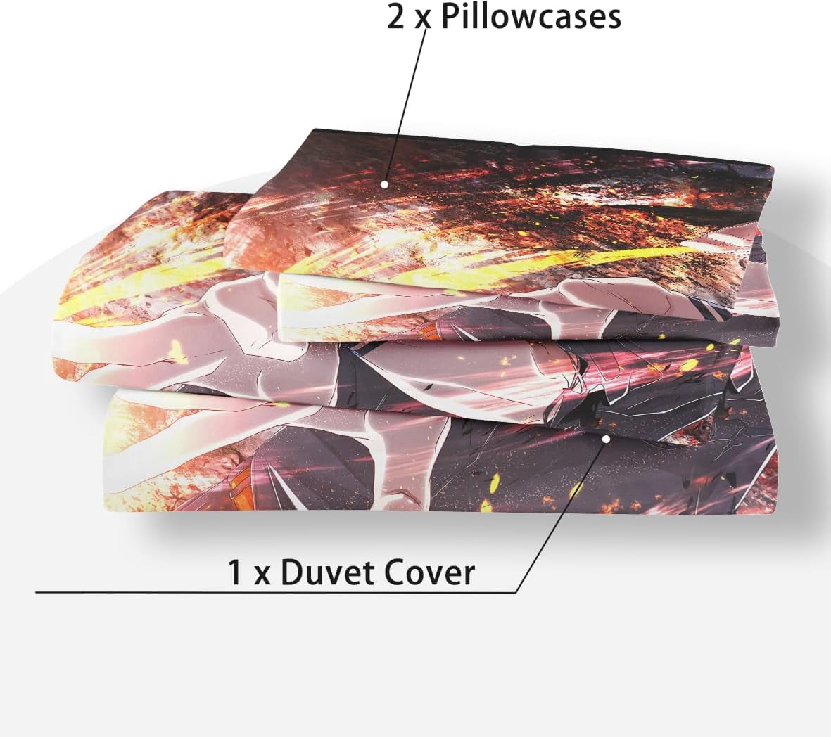 Anime Jujutsu Kaisen Duvet Cover Bedding Set,3D Anime Soft Comfortable Quilt Cover Twin Full Queen King Size with Pillowcases (Color 1, Twin)