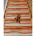 thumbnail image 2 of Burnt Orange Coastal Stair Treads for Wooden Steps Indoor Runner Rug Carpet, Summer Beach Nautical Abstract Art 4 Pieces Peel and Stick Staircase Step Treads Covers Washable Throw Door Mats, 30"x8", 2 of 5