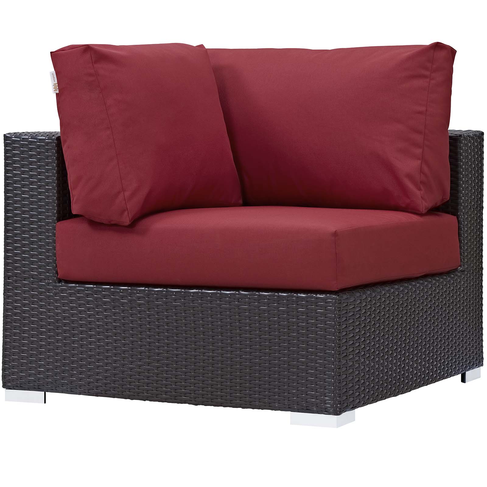Contemporary Modern Urban Designer Outdoor Patio Balcony Garden Furniture Lounge Sofa, Chair and Coffee Table Fire Pit Set, Fabric Rattan Wicker, Red - image 4 of 8