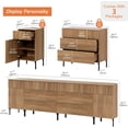 thumbnail image 3 of WAMPAT 94.5" Large Sideboard Buffet Cabinet with 8 Drawers and 2 Doors, 3 IN 1 Fluted Sideboard Buffet with Charging Station, Wood Buffet Table Coffee Wine Bar Cabinet for Dining Room, Living Room, 3 of 6