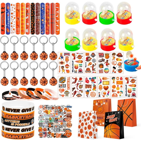 Basketball Party Favors,122pcs Basketball Themed Birthday Party Favors - Basketball Party Keychain Gift Bags Slap Bracelets Sticker etc Basketball Goodie Bags Stuffers for Basketball Party Decoration