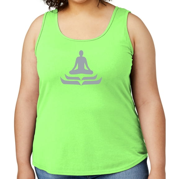 Women's Lotus Pose Yoga Mid-weight Tanktop, Large Neon Green