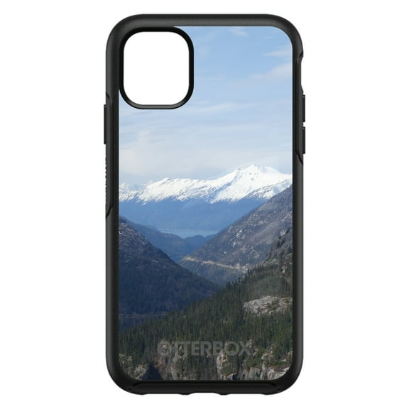 DistinctInk OtterBox Symmetry Custom Case for Apple iPhone 15 (6.1" Screen) - Skagway Alaska Mountains - Tempered Glass Back