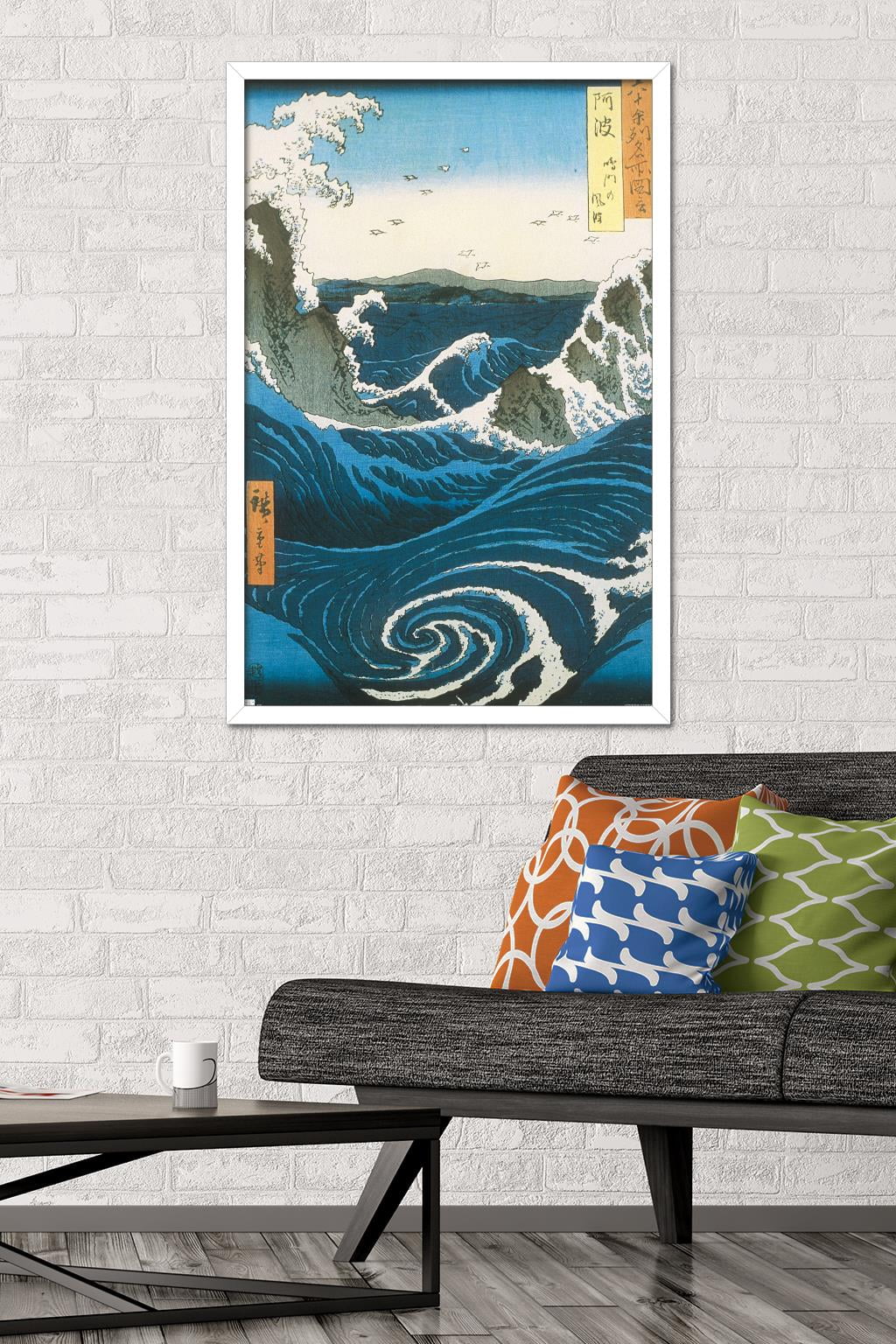 Utagawa Hiroshige - Naruto Whirlpool, Awa Province Wall Poster, 22.375" x 34" Framed