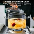 thumbnail image 3 of Cookware Glass Stovetop Pot with Lid, Pasta 64oz High Borosilicate Glass Saucepan, Resilient Heat Resistant Coffee Tea Milk Cooking Pot, Noodle Soup Cookware Transparent with Cover, 3 of 7