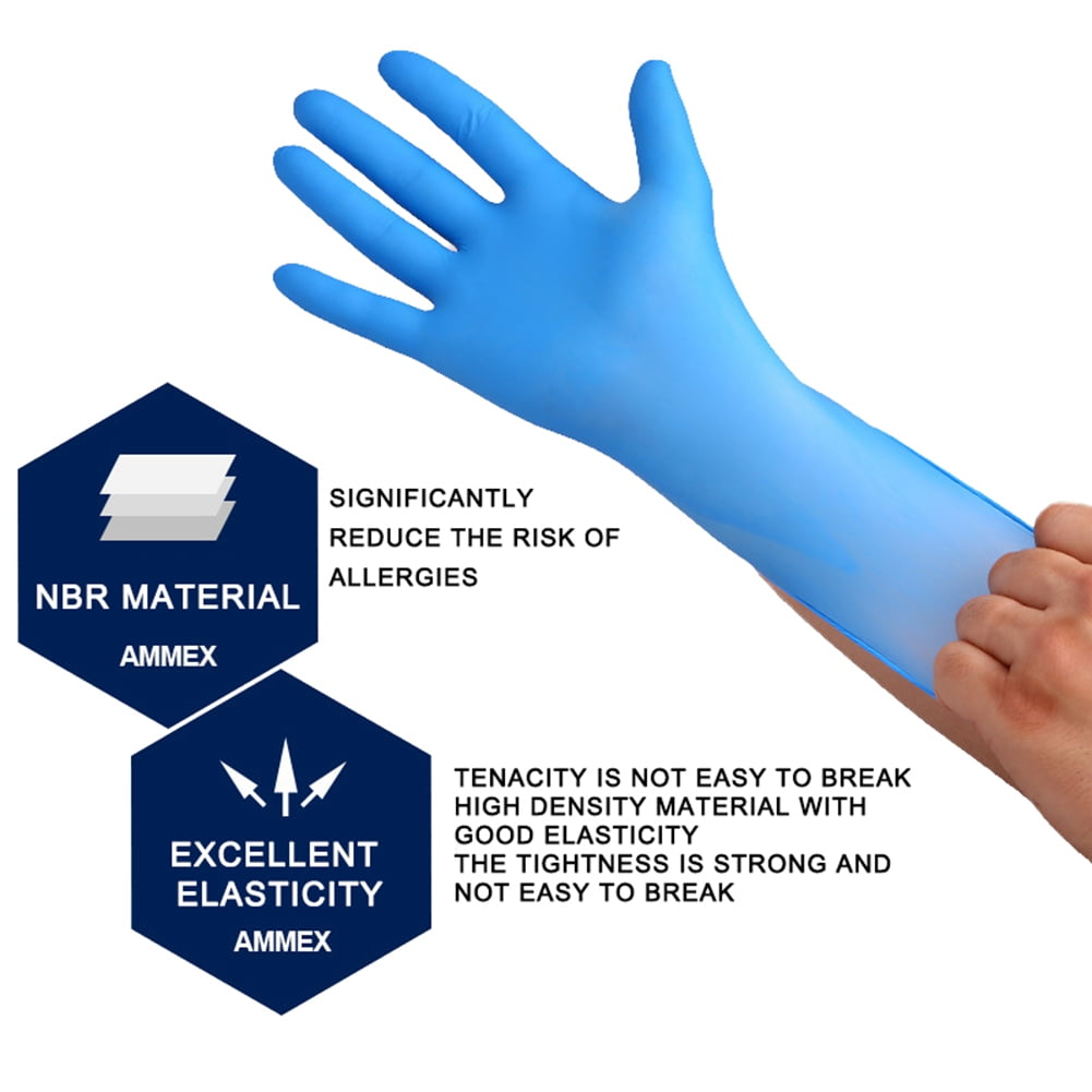 100 Pcs Nitrile Disposable Gloves Powder Free Soft Industrial Gloves