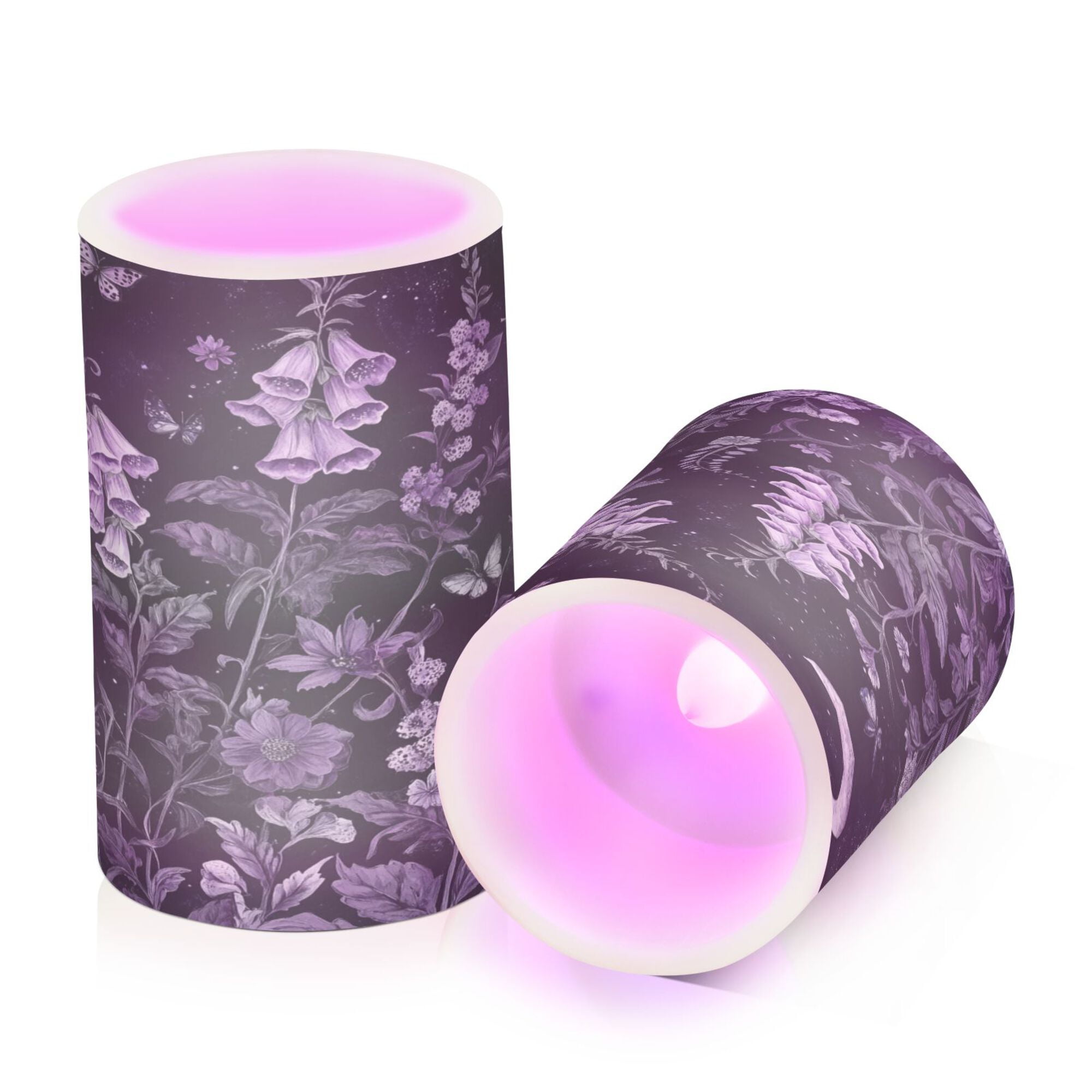 Yayeee Flameless Candles with Remote Flickering Battery Operated Multi Color Changing, Light Purple Flowers