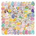 Linjieee 50 Pcs 100Pcs Happy Easter Day Stickers Easter Bunny Rabbits