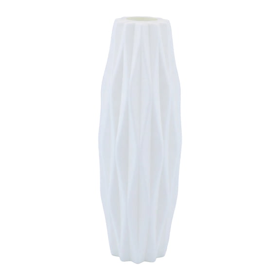 REGALWOVEN Clear Plastic Bud Vase, Tall Slim Single Stem Flower Vase, Unbreakable Plastic Decorative Vase for Modern Home Decor White 1.8"L x 1.8"W x 8.3"H
