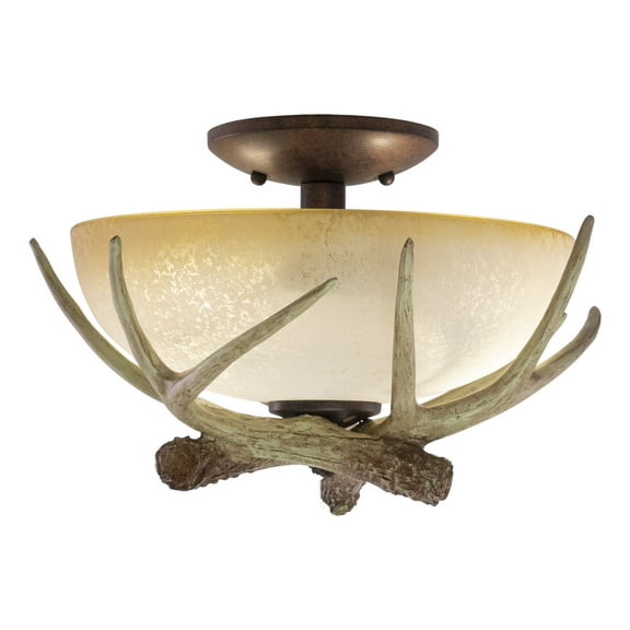 Victorian Bronze Ceiling Light - 2L Rustic Flush Mount - Nature Inspired Home Lighting