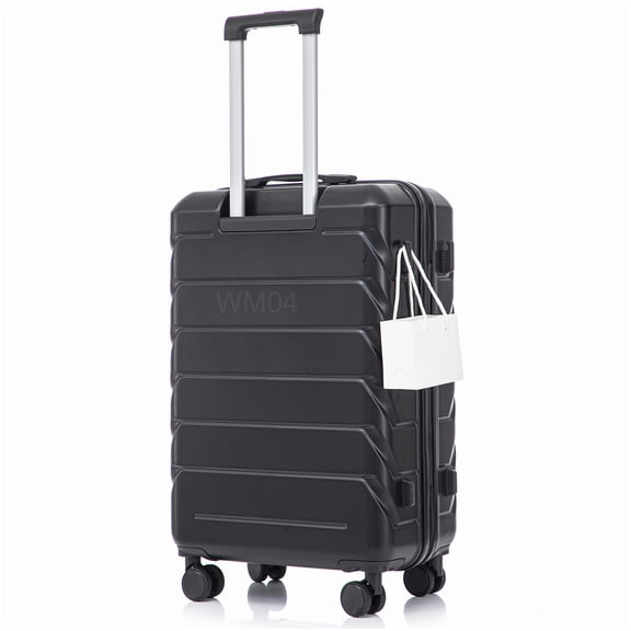 MANGIJOY 28" Hardside Spinner Luggage, TSA Lock &; Scratch Resistant, Large Check-In Suitcase with 8 Wheels for Easy Mobility, Black ABS Material