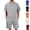 Light Gray, variant on HAJWOH Men Two Piece Outfits Sets Waffle Knit Crew Neck Short Sleeve Shirts Elastic Waist Bermuda Shorts Set Tracksuit