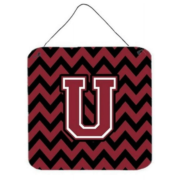 Letter U Chevron Garnet & Black Wall or Door Hanging Prints