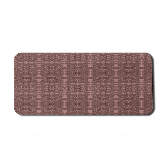 Vintage Computer Mouse Pad, Illustration of Ornamental Lace Inspired Motifs in Monochrome Style, Rectangle Non-Slip Rubber Mousepad X-Large, 35" x 15" Gaming Size, Blush and Mauve Taupe, by Ambesonne