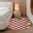 thumbnail image 3 of Area Rug 36in, Retro Japanese Flowers Floor Carpet Living Room Rug, Classic Red White Plaid Non-Slip Welcome Mat Indoor Rugs for Bedroom Dining Room, 3 of 9
