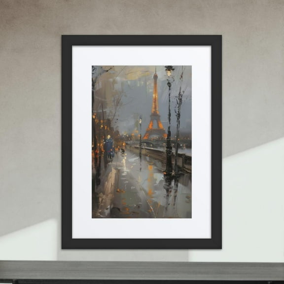 12x16in Vintage Framed Wall Art Home Decor (black frame), Eiffel Tower After the Rain for Living Room Bedroom Hallway Office - Better Than Things