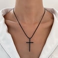 thumbnail image 3 of Huhudde Cross Necklace Retro Design Cross Pendant Necklace Simple Leathers Cord Necklace, 3 of 10