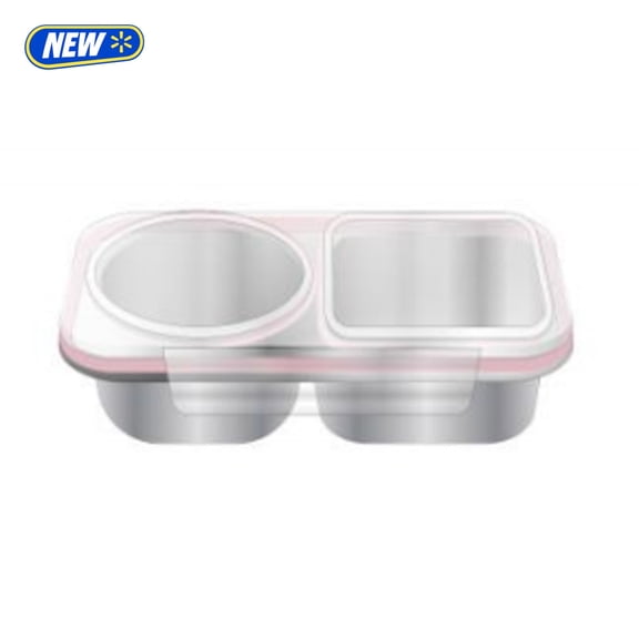 Cook With Color Round Stainless Steel Snack Pod with Dual Compartments, Pink