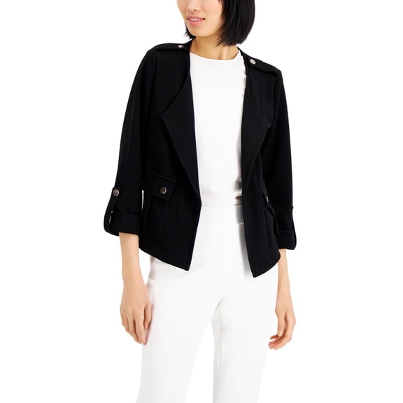 Women's Wing-Collar Cardigan Jacket Black XS