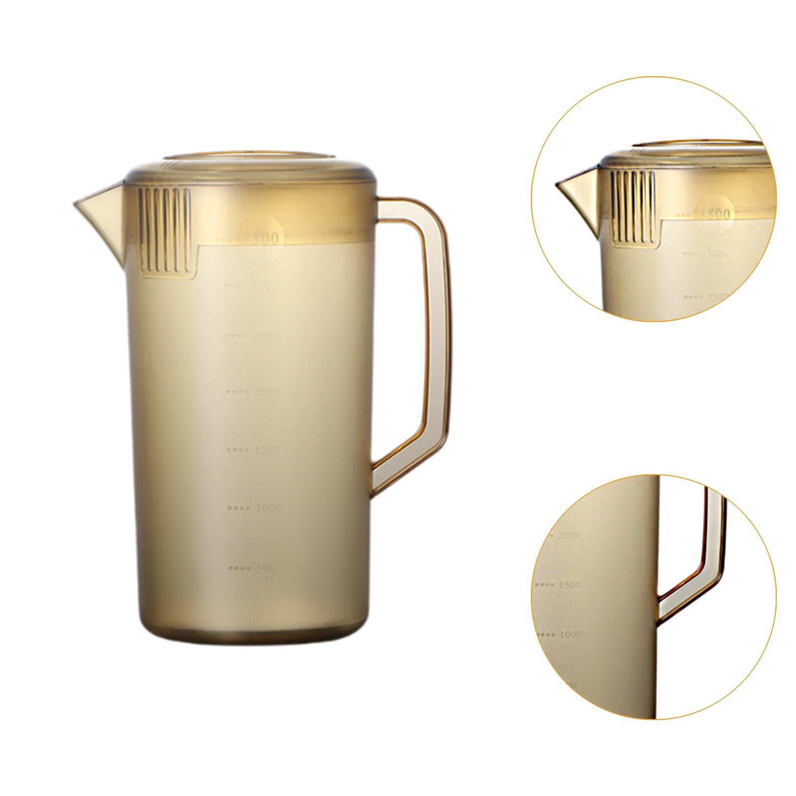 Fiocias Pitcher with scale, portable water pitcher, beverage pot, kettle for restaurant, 3500ml Brown