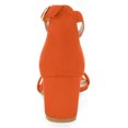 thumbnail image 3 of Sandalias de tiras de tobillo Tacón medio de Bloque punta Abierta Allegra K Naranja 42, 3 of 6