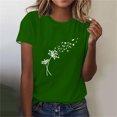 thumbnail image 2 of Tii.MM Hauts d'Été pour Femmes 2025 T-Shirt Graphique à Manches Courtes Col Ras du Cou T-Shirts à Imprimé Pissenlit T-Shirts Mignons Basiques, 2 of 4