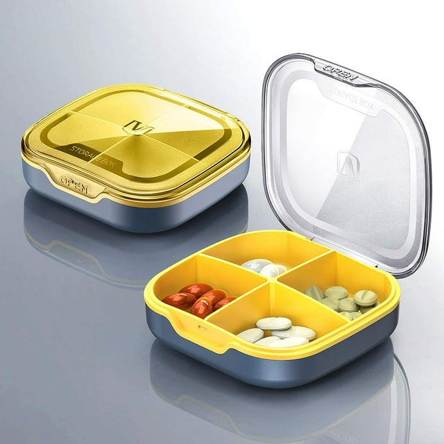 Pocket Pill Containers, Pill Case, Portable Pill Case, Pill Case for Purse, Cute Pill Organizer, Pill Container for Purse, Small Pill Organizer, Pill Box Small, Travel Pill Box(Blue)