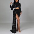 thumbnail image 2 of KaLI_store Formal Dresses for Women Wedding Guest Women's Elegant Midi Bodycon Dress Sleeveless Backless Ruffle Hem Formal Wedding Guest Dresses Black,S, 2 of 5