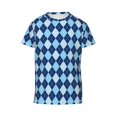 thumbnail image 4 of Wukai Blue Squares Youth Unisex Short Sleeve T-Shirt for Boys, Girls, Teens, and Kids-X-Small, 4 of 7