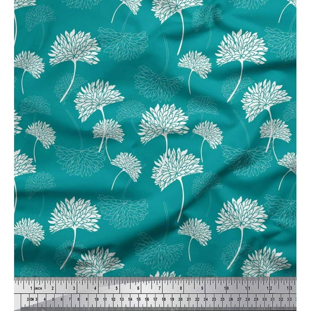 Soimoi Poly Georgette Fabric Flower Artistic Print Fabric by The Yard 42 Inch Wide