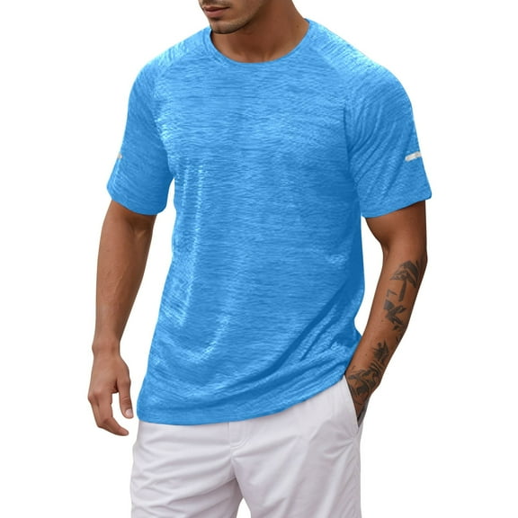 Men's Athletic Performance T Shirt for Sports Gym Running Workout Lightweight Breathable Wicking Comfortable Loose Fit Summer Fitness Top Mens Summer Lightweight Pullover Tee Shirts