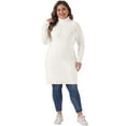 thumbnail image 3 of DARING DIVA Plus Size Long Sleeve Turtleneck Warm Pullover Mini Dress 4X White, 3 of 6