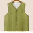 thumbnail image 4 of SuTry Womens Lightweight Vest Fall Winter Solid Color Lapel Zip Pockets Warm Sleeveless Jackets Fashion Casual Coat(Green#3,2XL), 4 of 5