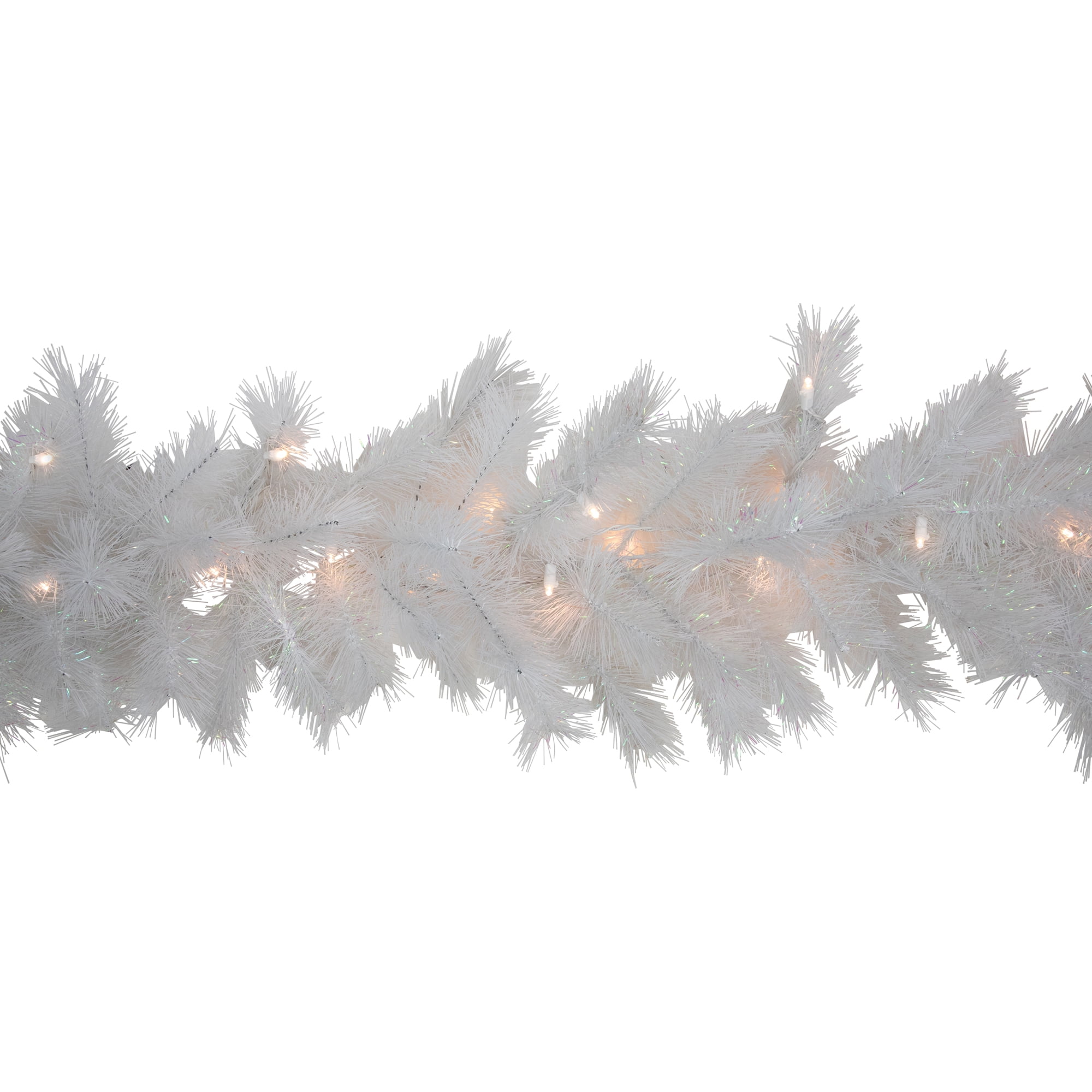 9' x 14" Pre-Lit White Alaskan Pine Artificial Christmas Garland Warm White LED Lights