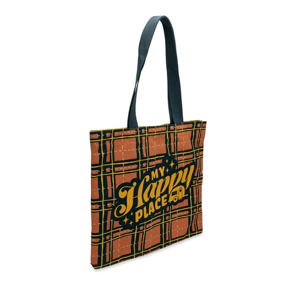 Camco 53482 Life is Better at the Campsite Tote Bag - My Happy Place, Red Plaid
