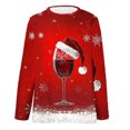 thumbnail image 4 of miqiqism Women's Santa Claus Printed Hooded Trendy Fleece Lined Pullover Sweaters Lady Casual Crew Neck Long Sleeves Sweater Thermal Underwear Loungewear,R#04_Red,Medium, 4 of 5