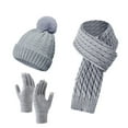 thumbnail image 3 of siminsem Winter Hat Scarf Gloves Set for Men Women 3 Piece - Fleece Lined Wool Blend Beanie Skull Cap with Touchscreen Gloves & Neck Scarf, Warm Cold Weather Outdoor Gift, Grey,One Size, 3 of 3