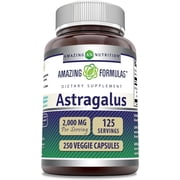 Amazing Formulas Astragalus 2000 mg Per Serving 250 Capsules Supplement | Made From Pure Astragalus Membranaceus Plant Root Extract | Non-GMO | Gluten Free