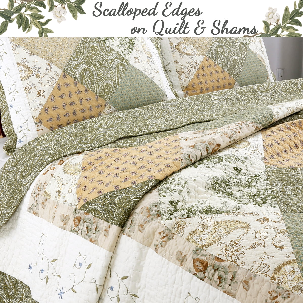 The Gray Barn  Crosskeys Patchwork 3-piece Quilt Bedding Set Twin 2 Piece Farmhouse, Cottage