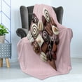 thumbnail image 4 of Chocolate Soft Flannel Fleece Blanket, Chocolate Candies Heart Shape Composition on Pink Backdrop for St Valentines Day, Cozy Plush for Indoor and Outdoor Use, 60" x 80", Multicolor, by Ambesonne, 4 of 5